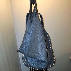 GUC WOMEN'S SILVER GLITTER IRIDESCENT RHINESTONE "BOUTIQUE" BACKPACK 🎒